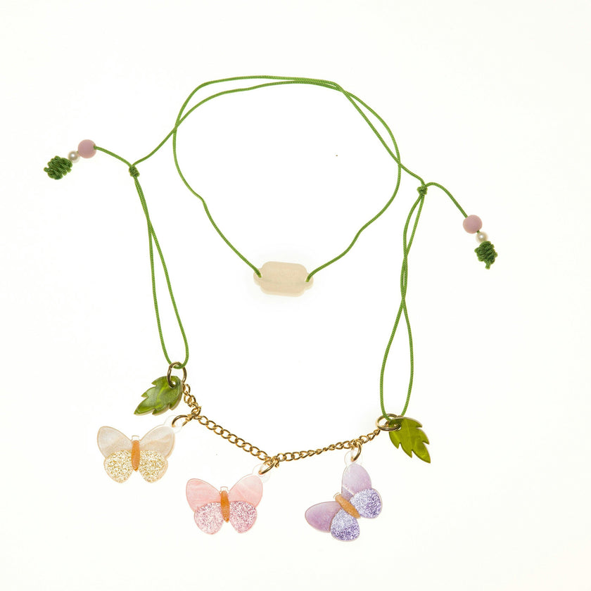 Butterflies Pink Purple Adjustable Necklace