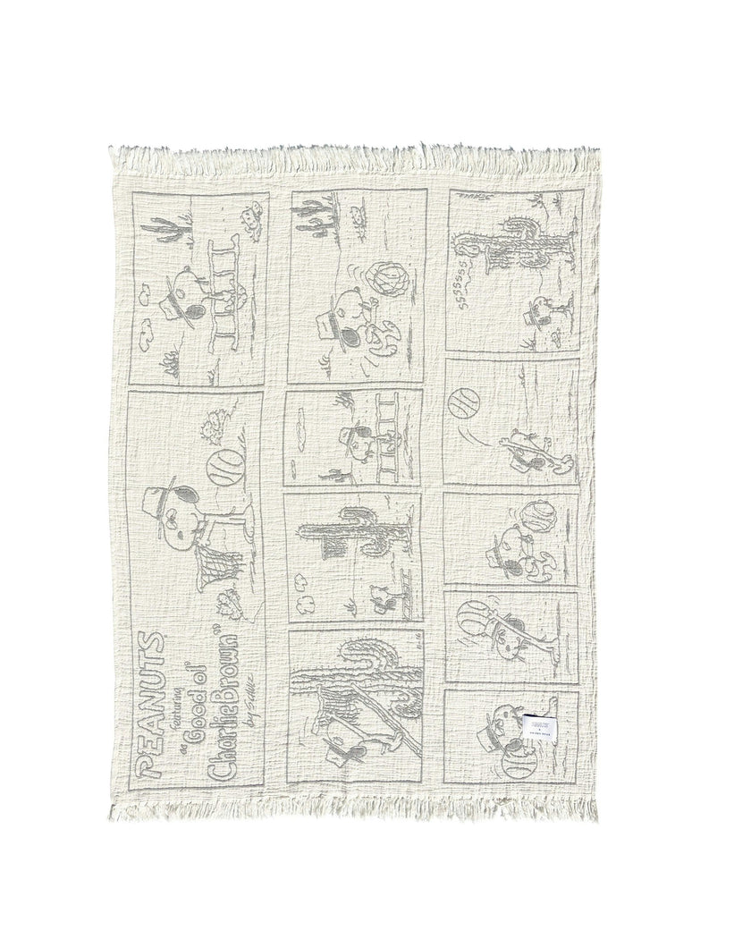 Blanket PEANUTS DESSERT Comic Strip Cotton Black / White 4.25 x 6.5ft