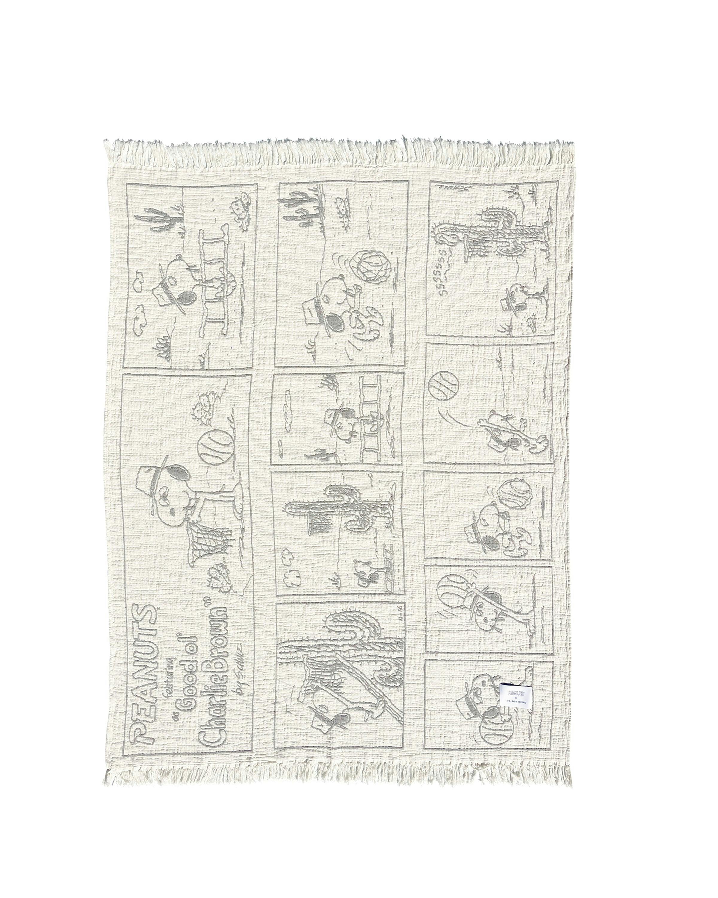 Blanket PEANUTS DESSERT Comic Strip Cotton Black / White 4.25 x 6.5ft