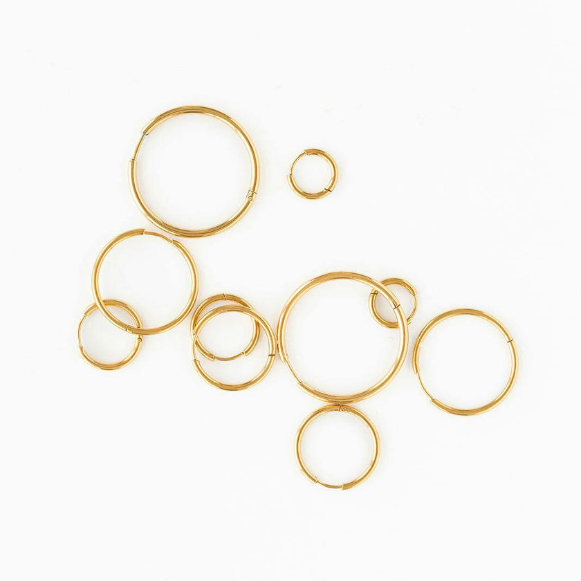 Thin Gold Hoop 8mm Earrings