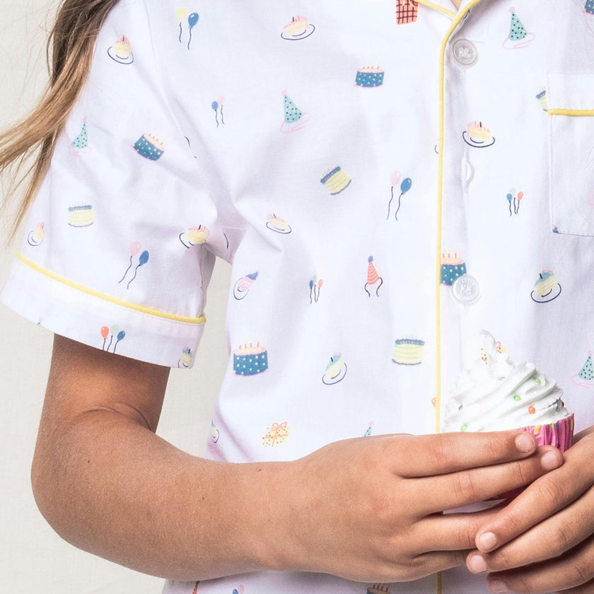 Kid's Twill Pajama Short Set in Birthday Wishes