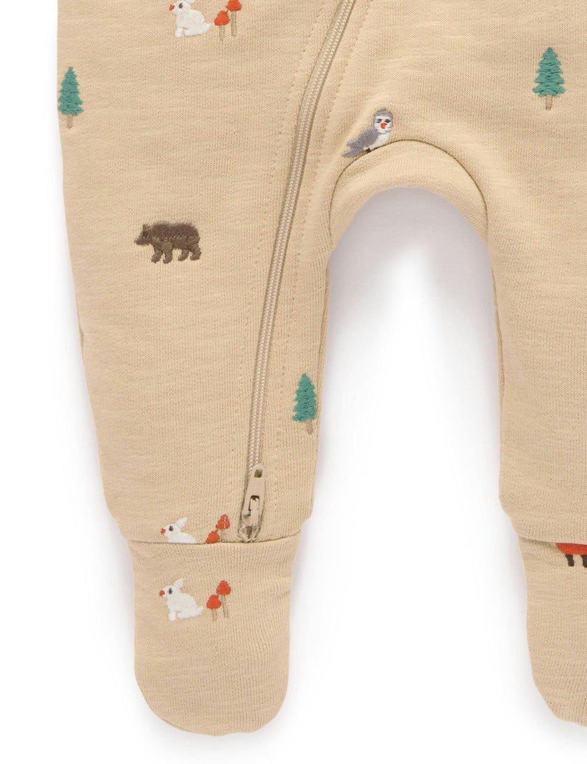 Embroidered Fleece Growsuit Woodland Broderie