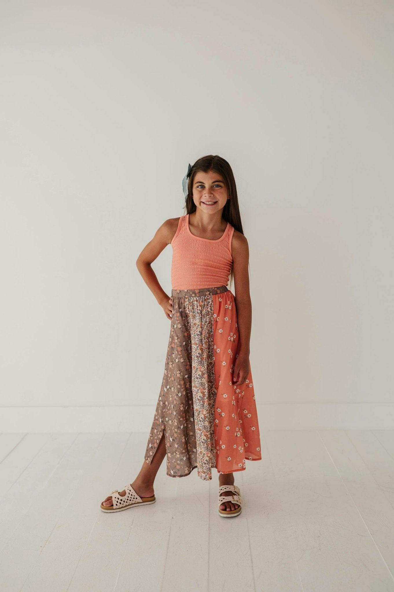 Girls Panel Maxi Skirt in Boho Floral