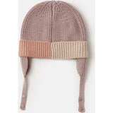 Chunky Ribbed Knit Chin Strap Snap Earflaps Elastic Fit Beanie