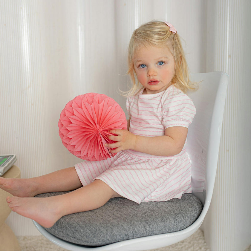 Puff Sleeve Onesie in Pink Heart Stripe