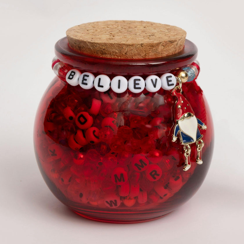 Believe Gnome Charm DIY Red Bead Jar