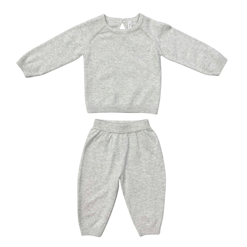 Baby Boy Soft Knit Baby Set in Cream Marble