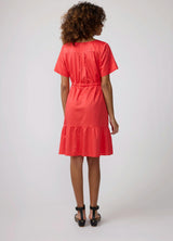 Short Sleeve Tiered Cotton Maternity Shirt Dress