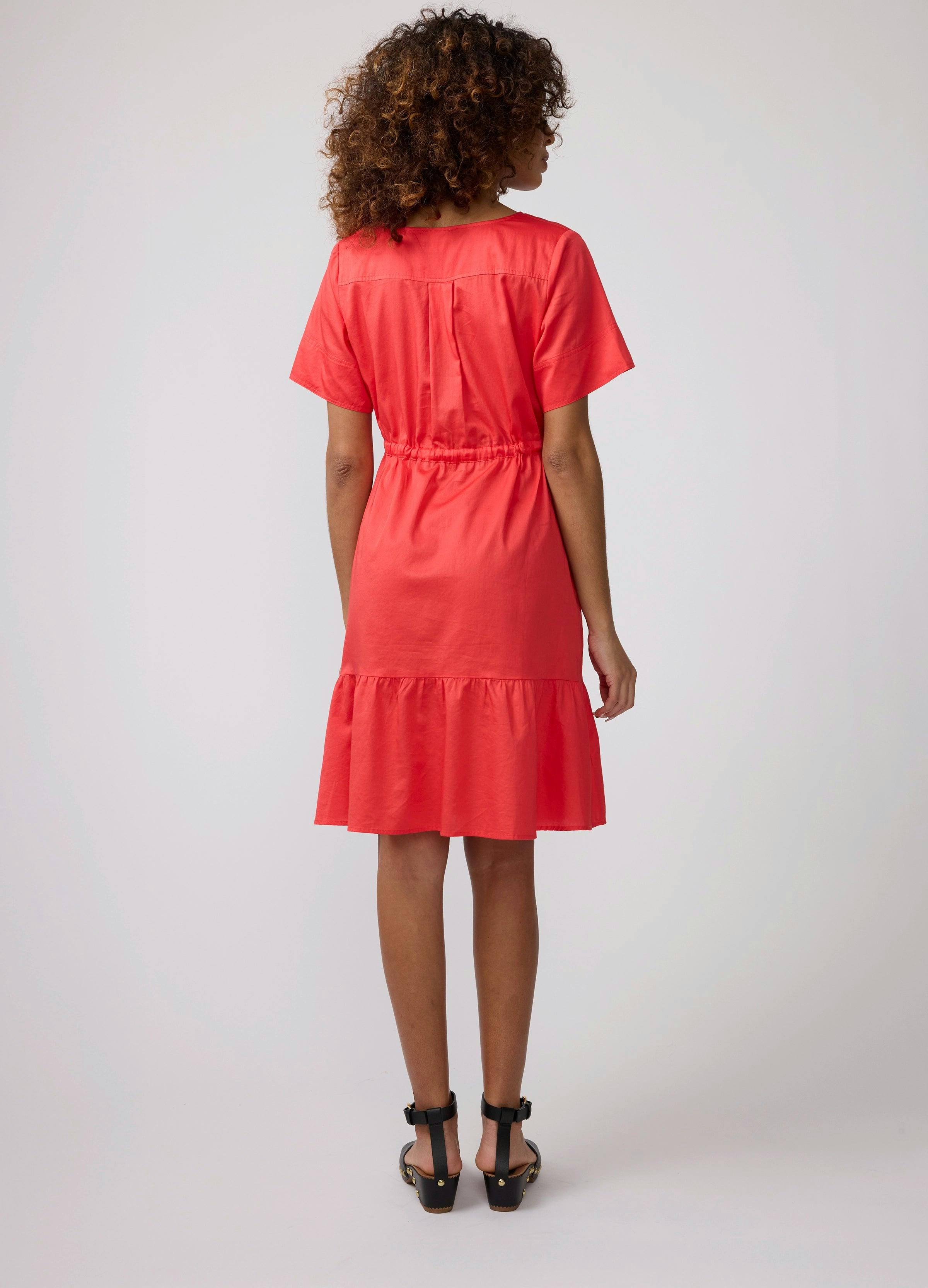 Short Sleeve Tiered Cotton Maternity Shirt Dress