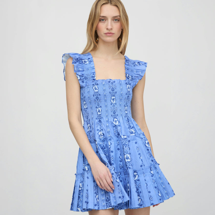 The Charlotte Nap Dress - Blue Arcadia Border