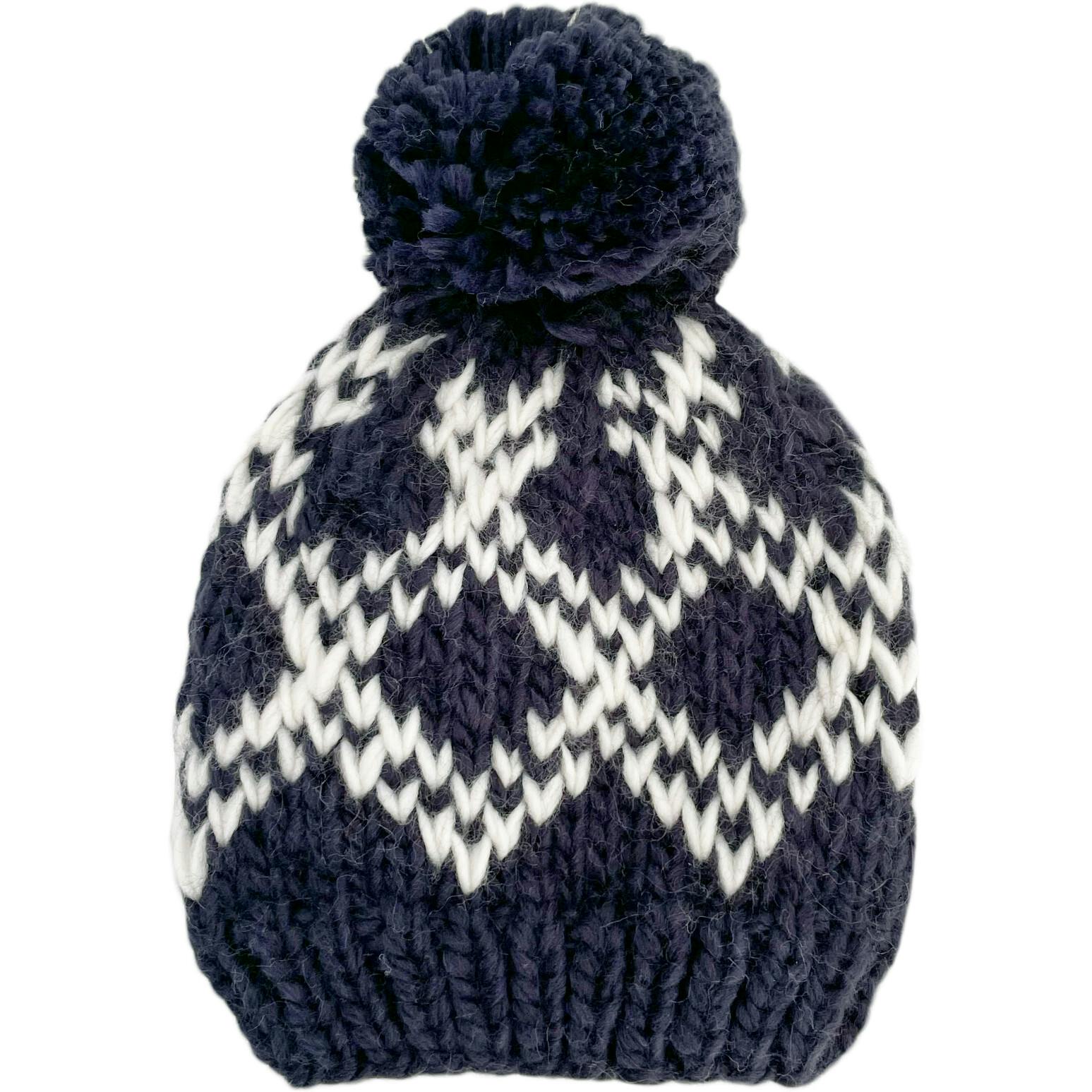 Diamond Faire Isle Hat - Navy