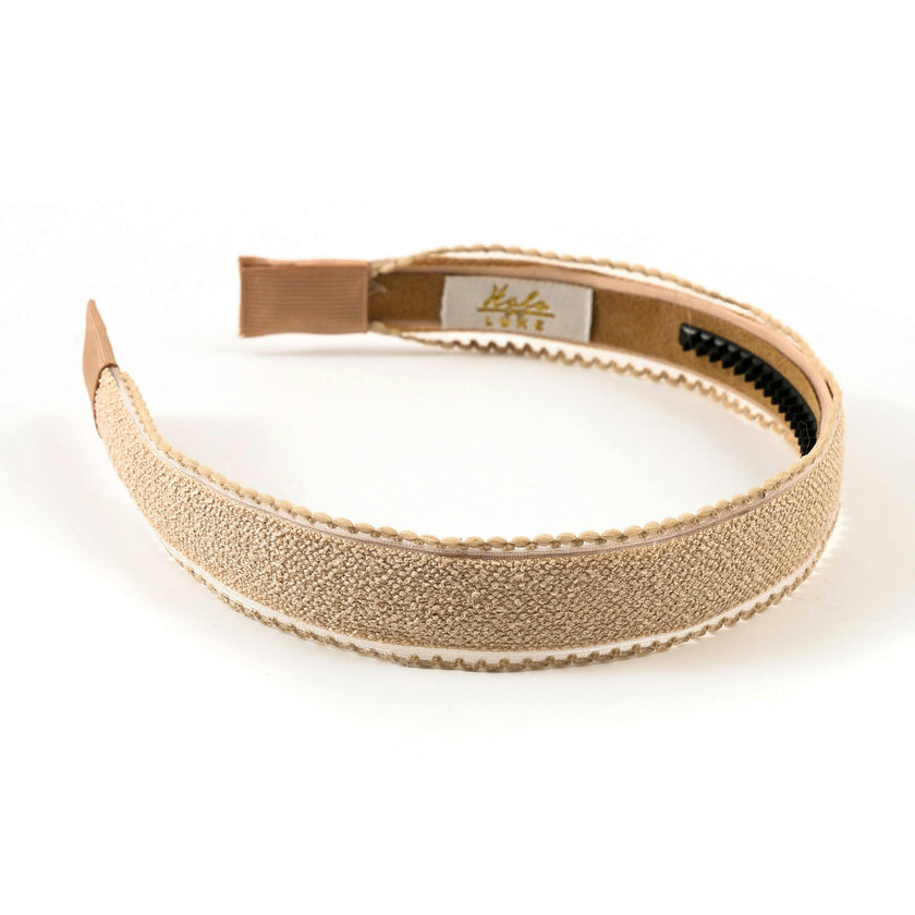 Halo Luxe Esmae Lace Trimmed Linen Headband - Taupe