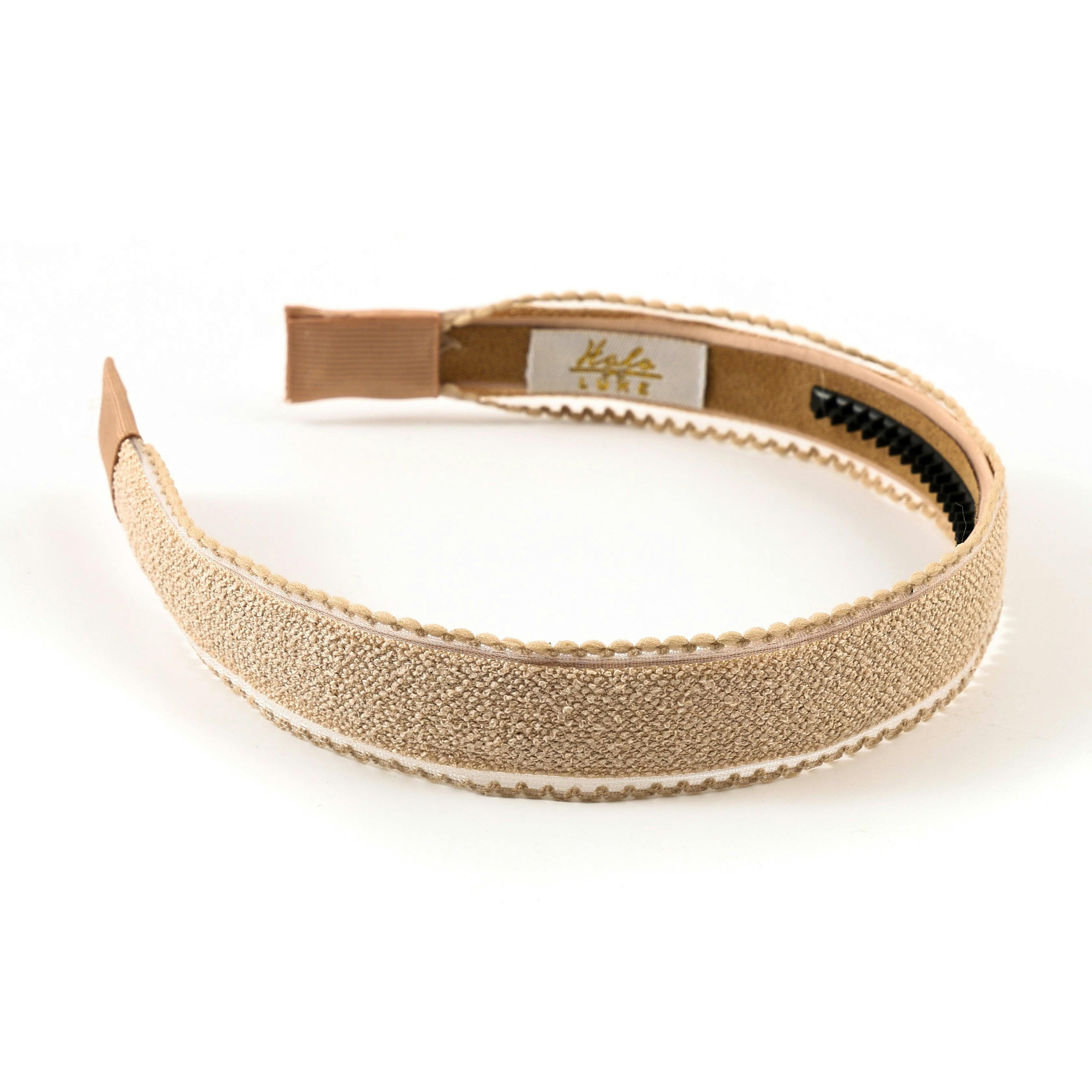 Halo Luxe Esmae Lace Trimmed Linen Headband - Taupe