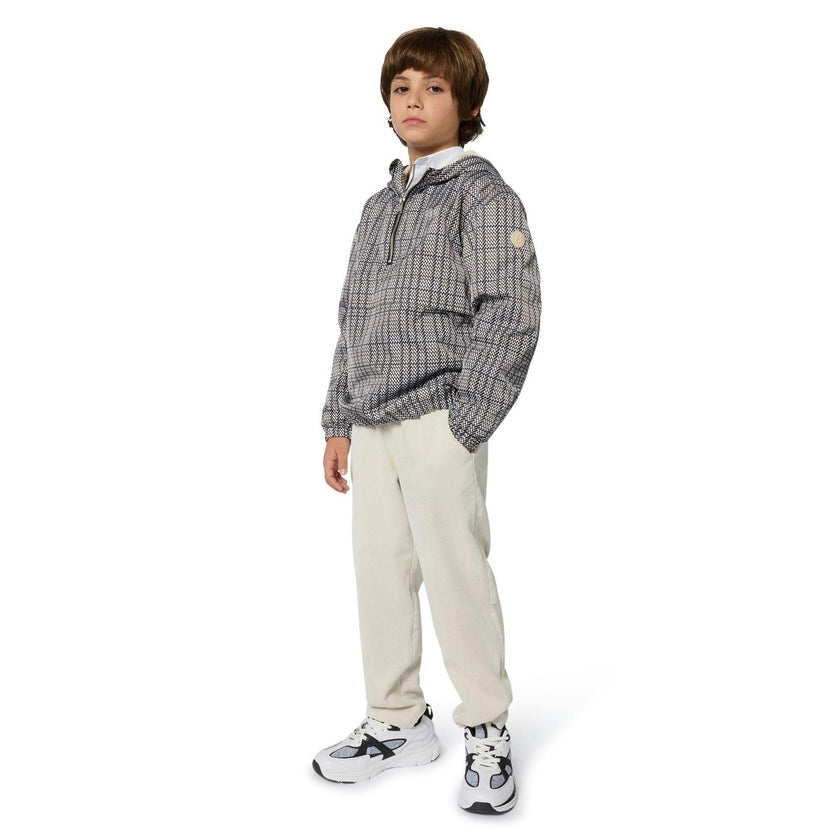 Boys Black, Beige & White Checked Windbreaker