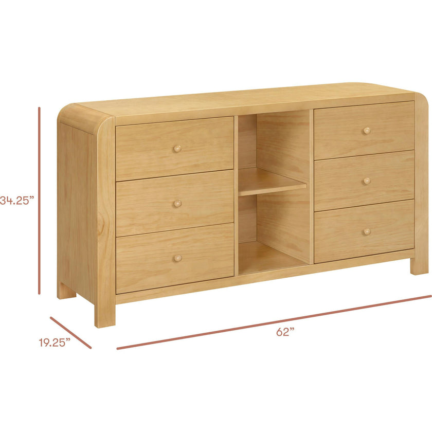 TipToe 6-Drawer Extra Wide Assembled Dresser with Cubbies (62")