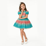 Aqua Sunset Sparkle Sequin Birthday Dress for Girls