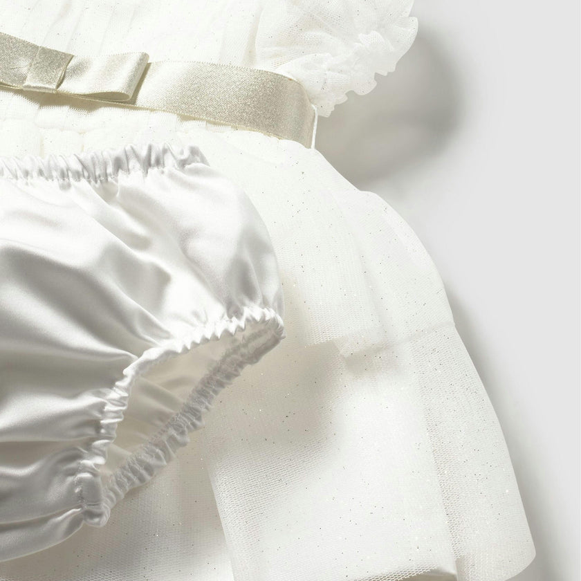 White Baby Dress With Bow Waistband