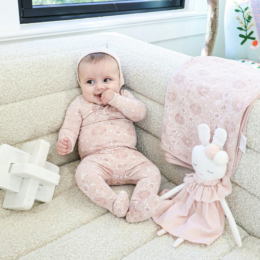 Soft Roses Footie and Beanie Set
