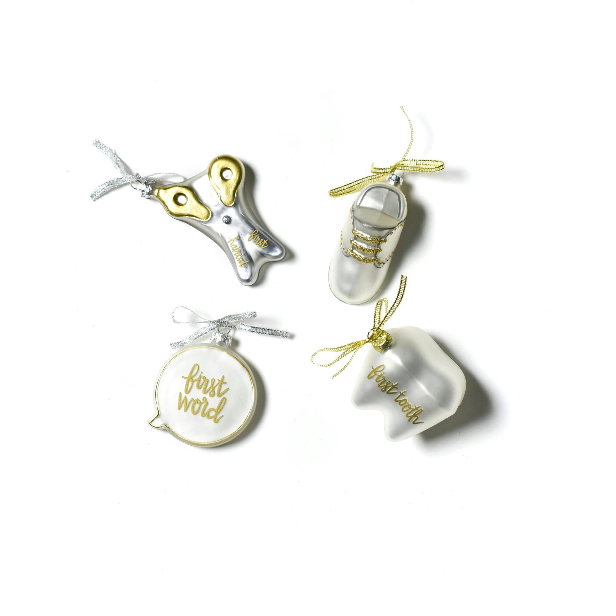 Set of 4 Baby's First Milestones Glass Ornaments