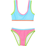 UPF50+ Contrast Piped Sleeveless Crop Bikini