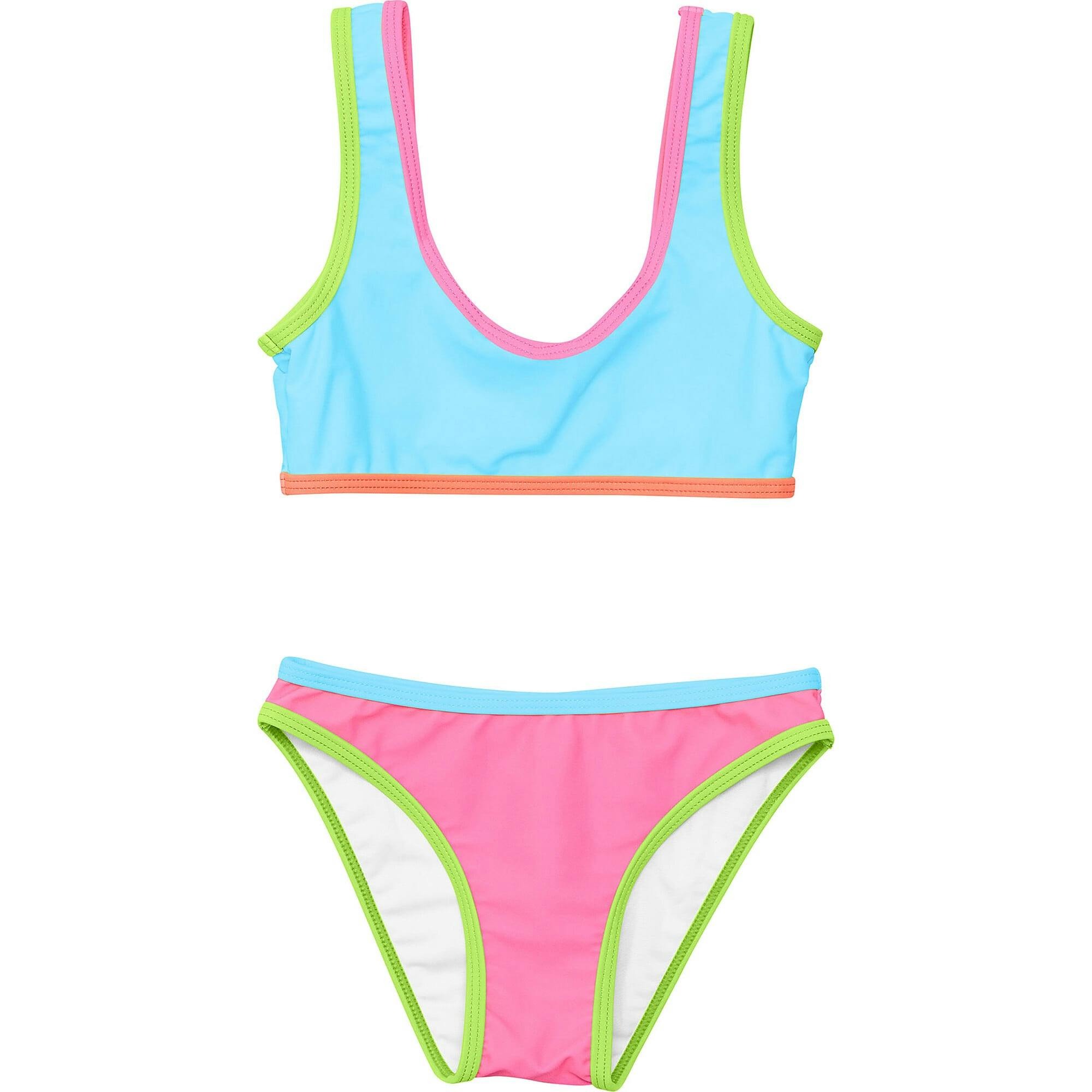 UPF50+ Contrast Piped Sleeveless Crop Bikini