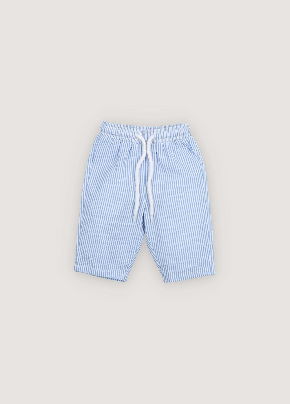 Almond Baby Pant Vista Blue Seersucker Stripes