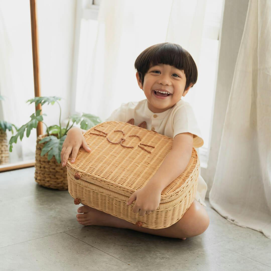 Handcrafted - Kitty Kids Suitcase - Rattan Wicker