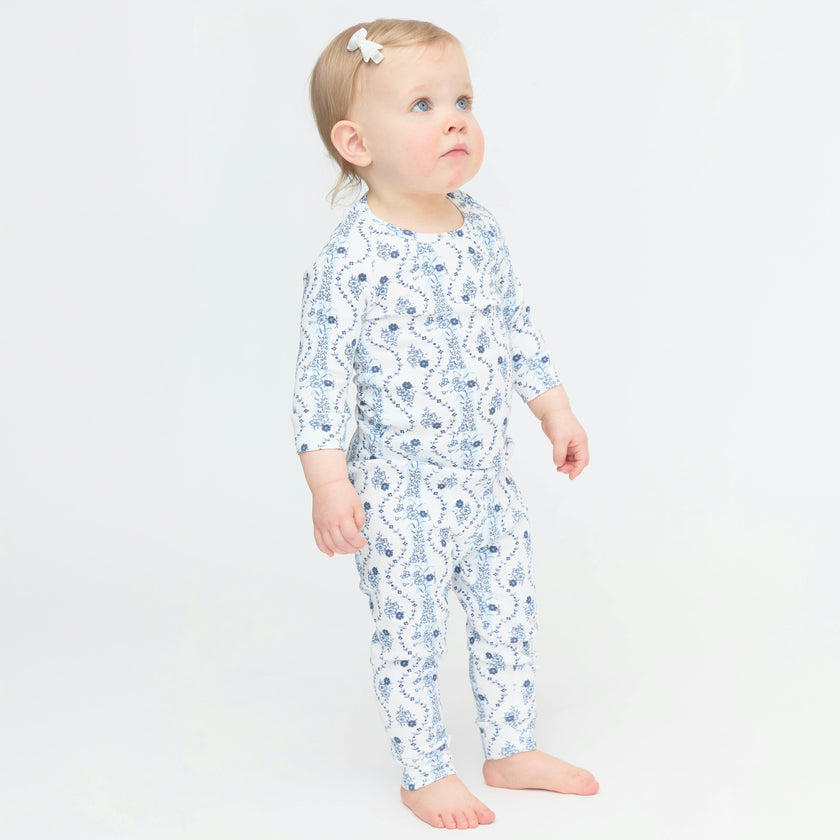 The Tiny PJ Set - Blue Vine Stripe