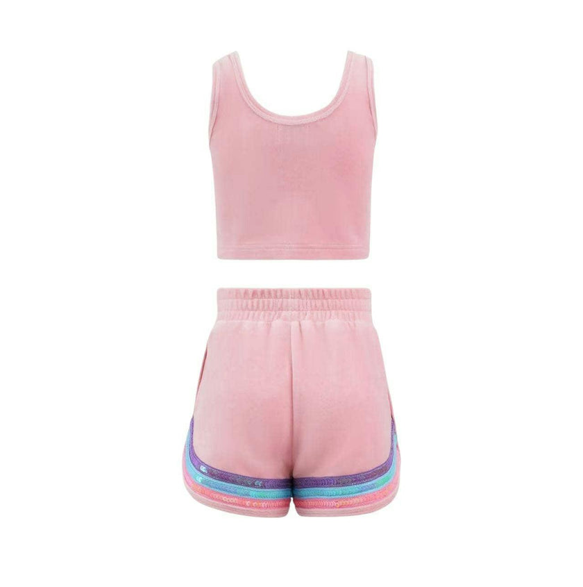 Rainbow Velour Sequin Tank Set