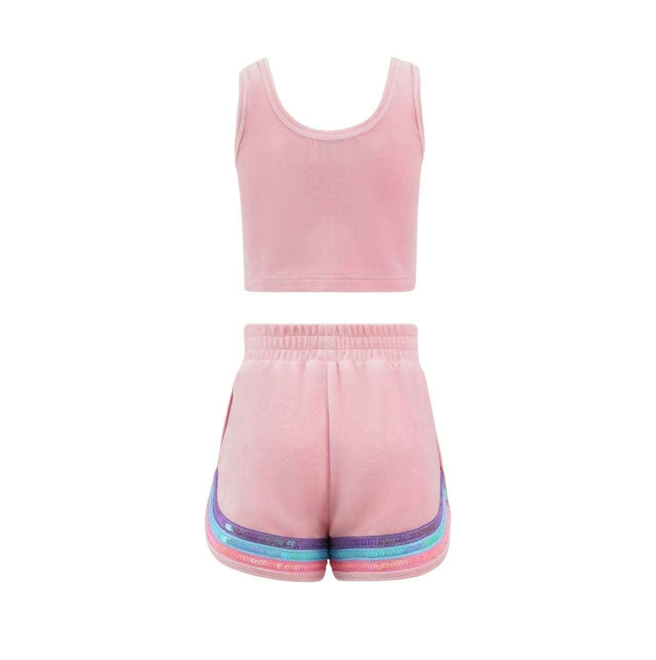 Rainbow Velour Sequin Tank Set