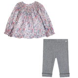 TARTINE ET CHOCOLAT Liberty Blouse Baby Set - Gris Moyen Chiné