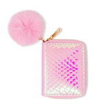 Shiny Mermaid Scale Wallet With Removable Pom Pom