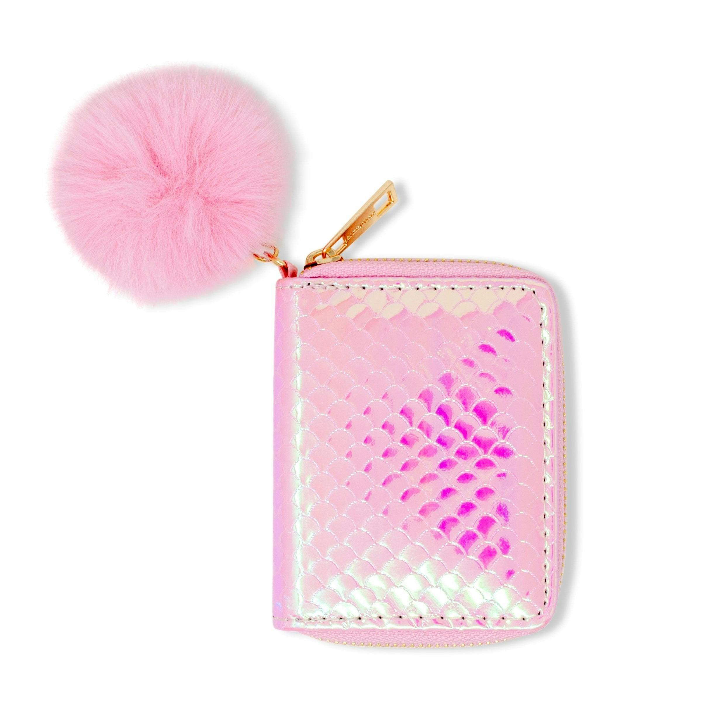 Shiny Mermaid Scale Wallet With Removable Pom Pom