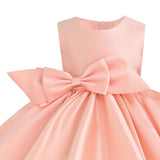 Peach Sabina Satin Flared Dress with Side Bow