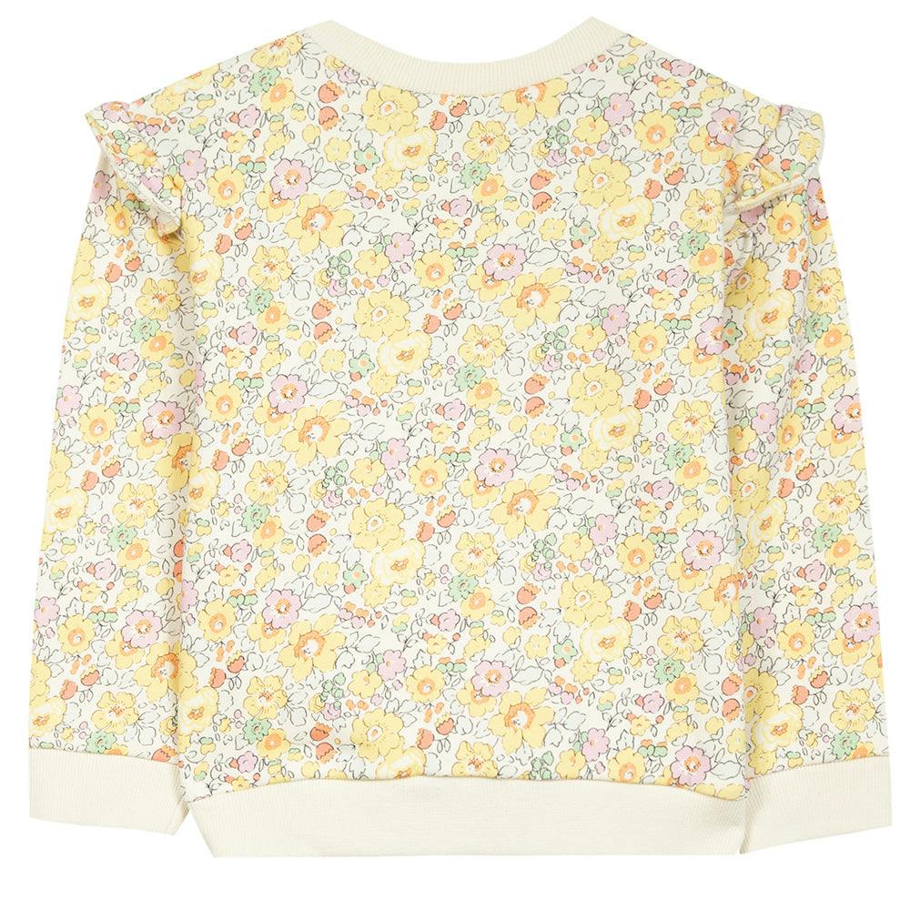 Ruffle Shoulder Floral Sweatshirt  - FINAL SALE