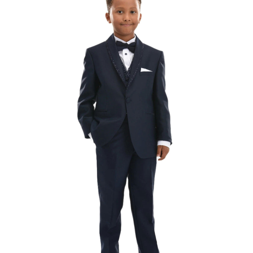 Navy Glitter Trim Suit