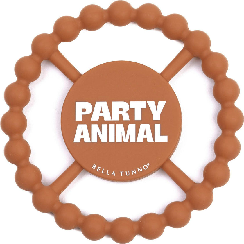 Party Animal Beaded Round Grip Silicon Teether
