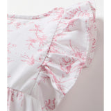 Baby's Twill Ruffled Romper in Pink Timeless Toile