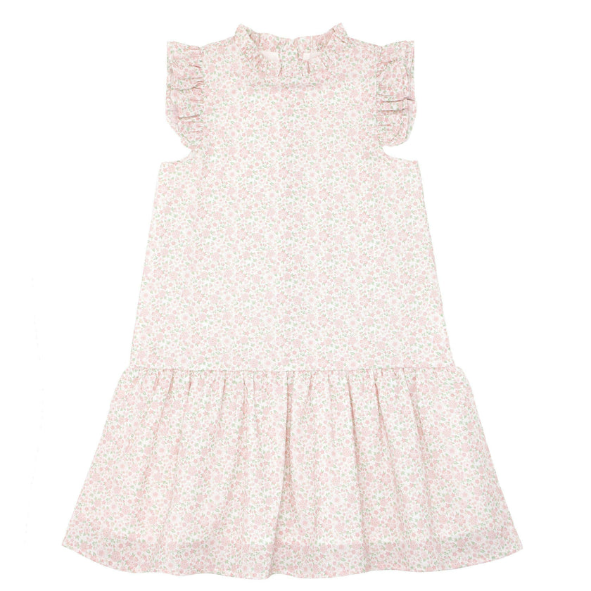 girls antique floral drop waist dress