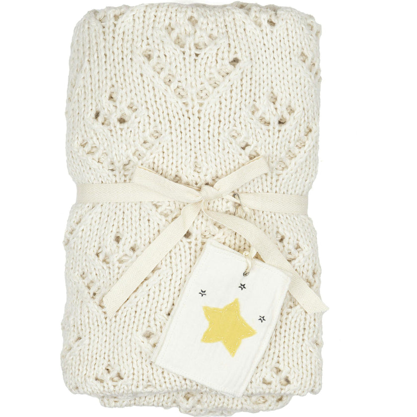 Knitted Blanket w/ Crochet Trim