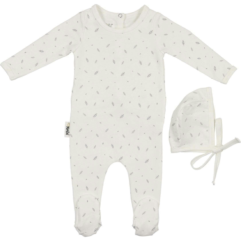 Elegant Leaves Footie and Beanie Set