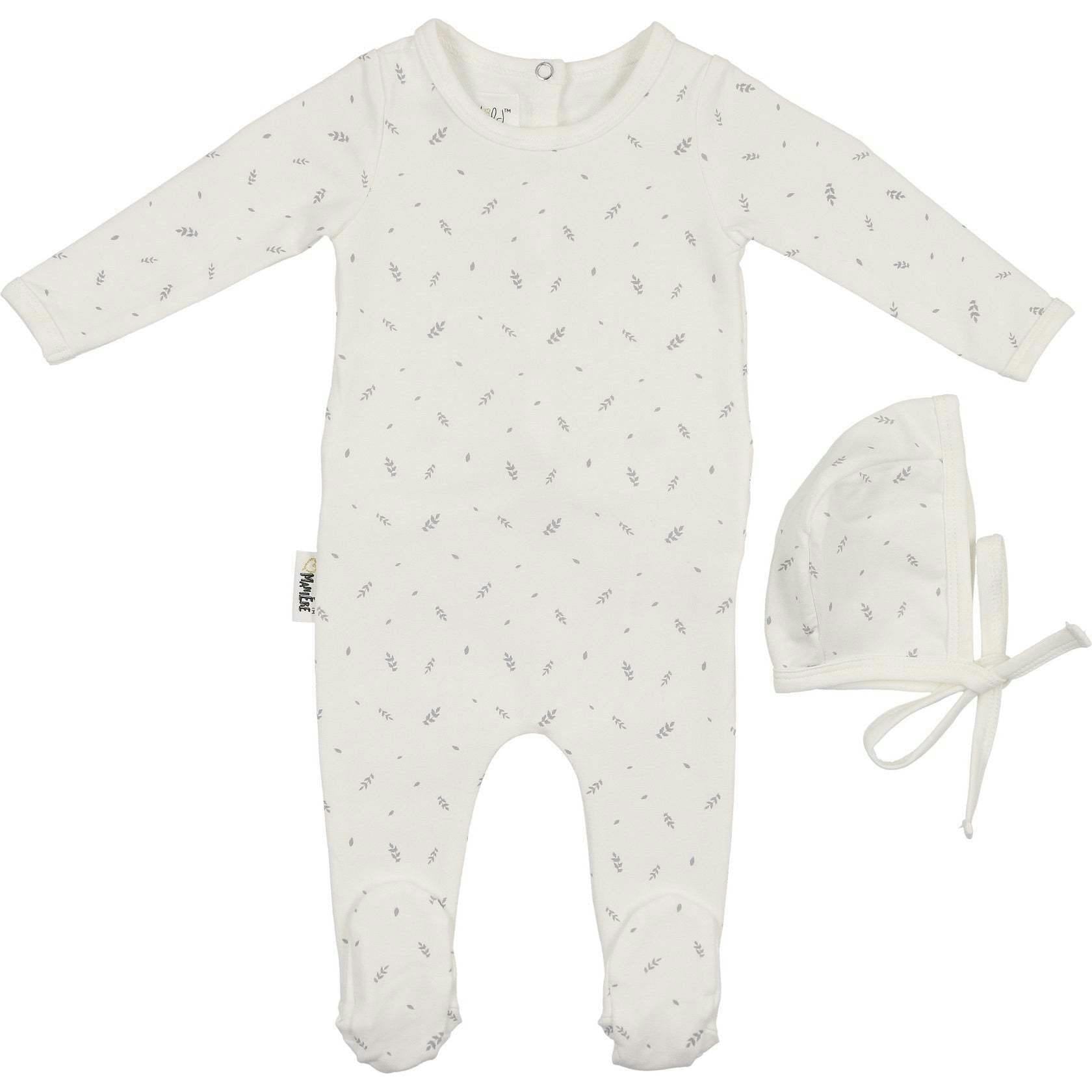 Elegant Leaves Footie and Beanie Set