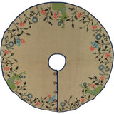 Handmade Christmas Tree Skirt in Jute - Embroidered Forest Scene - 60"