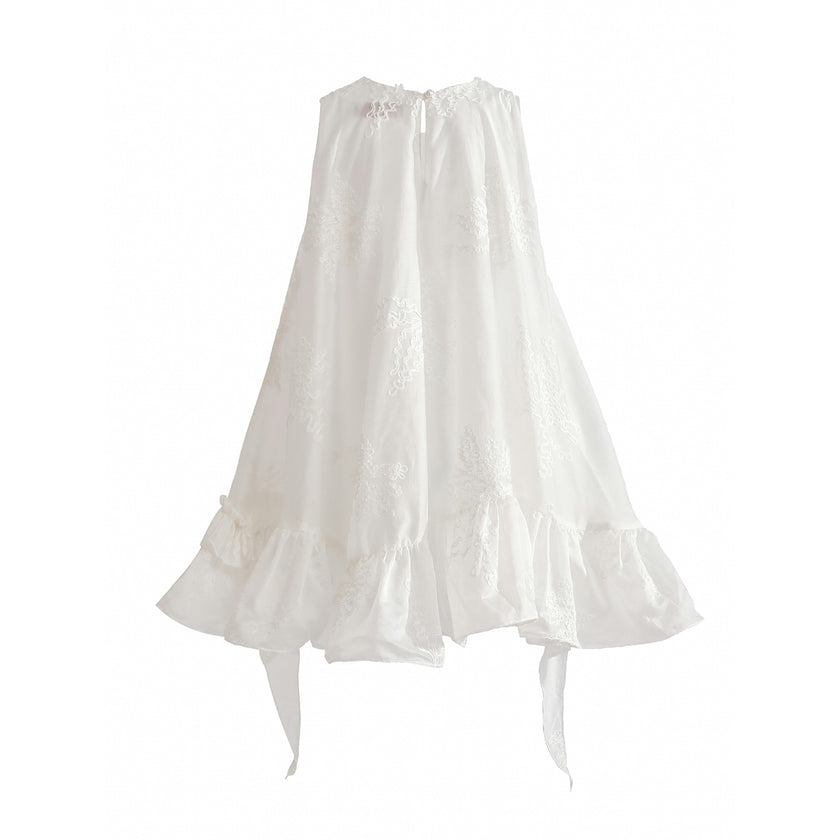 White Marcelline Ruffle Hem Dress