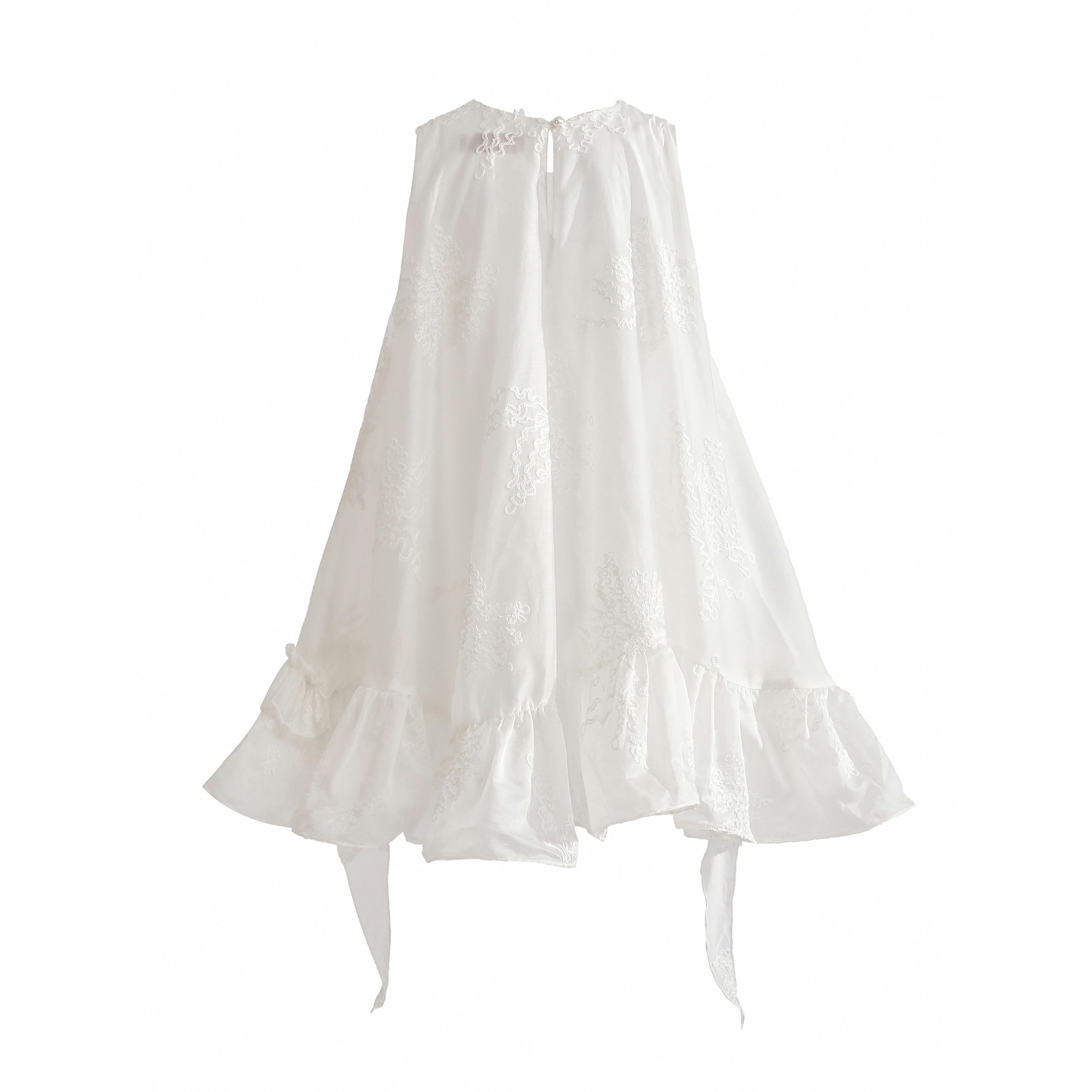 White Marcelline Ruffle Hem Dress