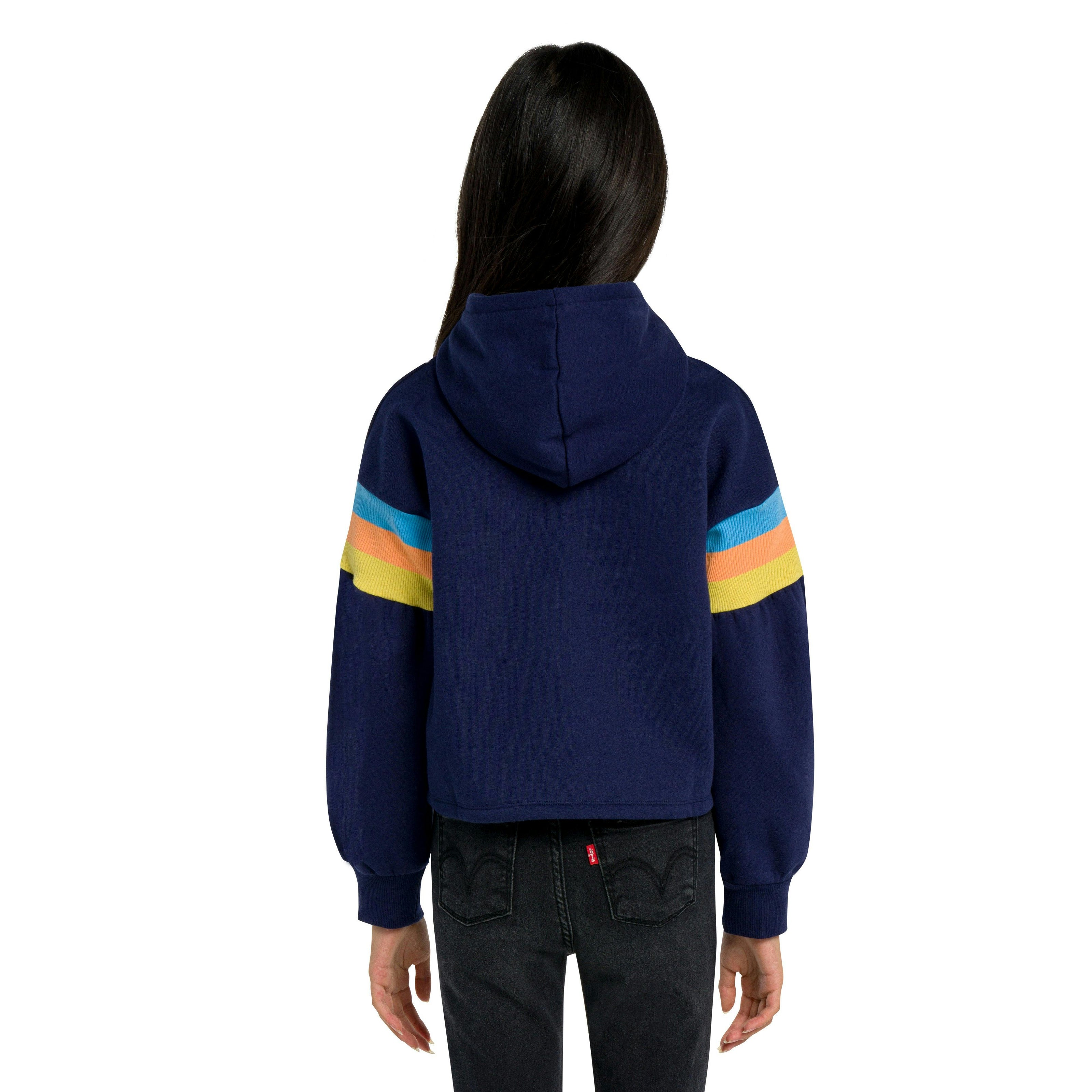 Navy Logo Print Hoodie