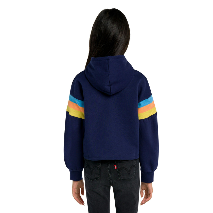 Navy Logo Print Hoodie