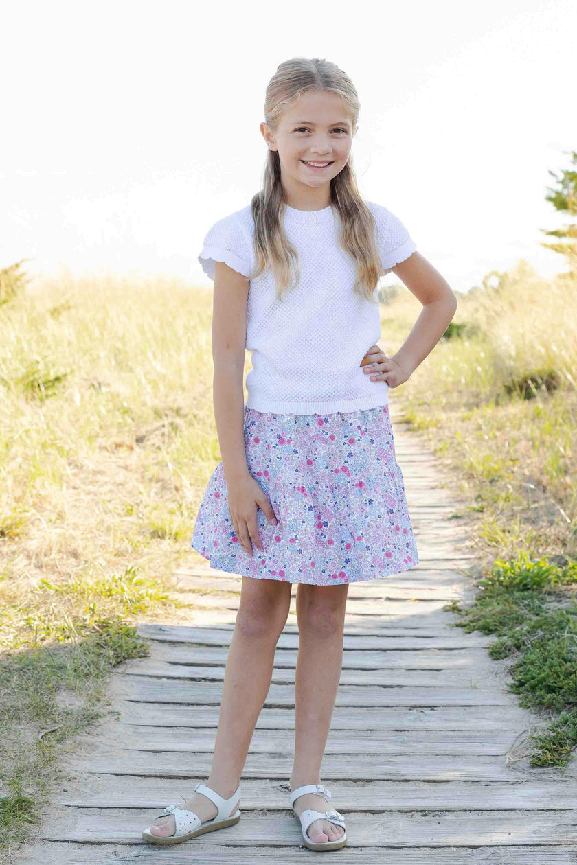 Short Sleeve Sweater with Scallop Edges