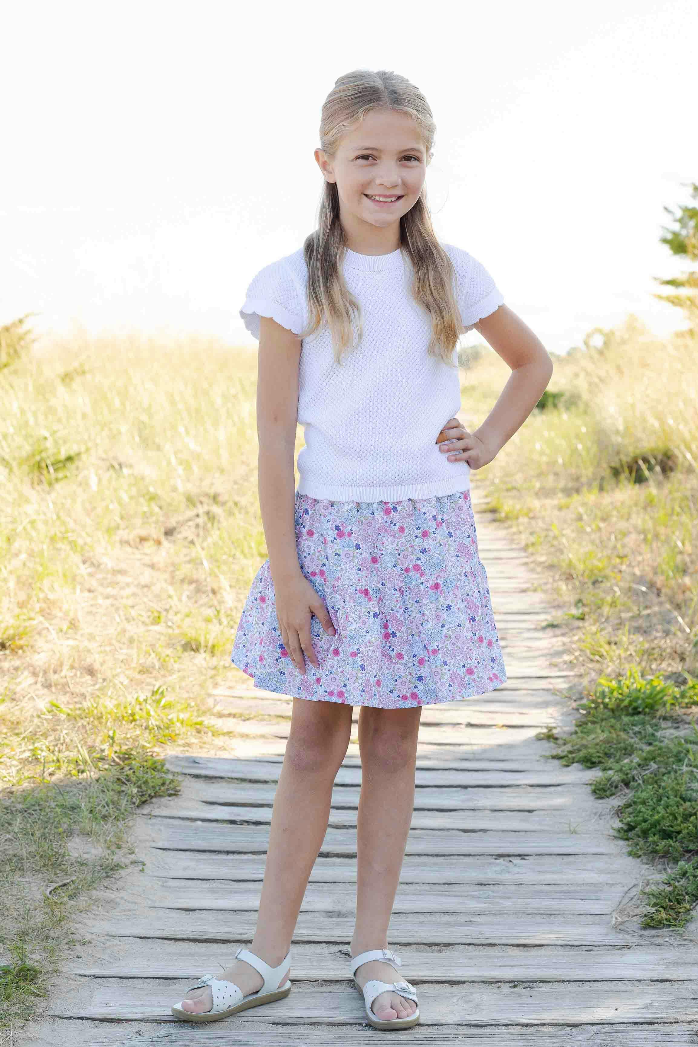 Short Sleeve Sweater with Scallop Edges