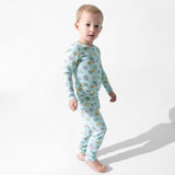 Candy Hearts Blue Bamboo Kids Pajamas